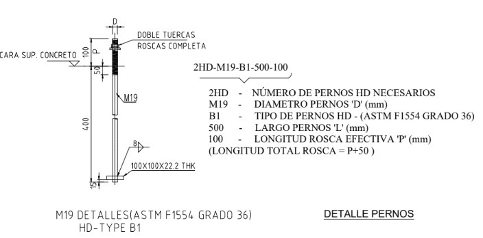 PERNO M19 HD - TYPE  B1 - JUEGO COMPLETO